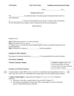 AP Statistics Unit 4 Note Packet Sampling and Experimental Design