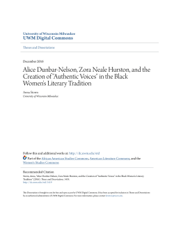 Alice Dunbar-Nelson, Zora Neale Hurston, and the Creation of