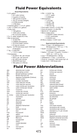 Fluid Power Equivalents Fluid Power Abbreviations