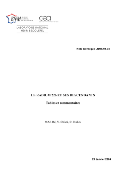 LE RADIUM 226 ET SES DESCENDANTS Tables et