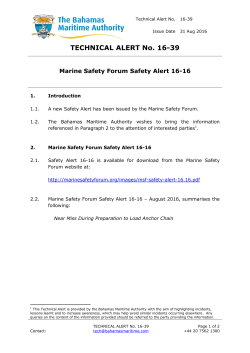 TECHNICAL ALERT No. 16-39 - The Bahamas Maritime Authority