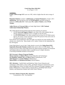 Grady Brag Sheet 2010-2011 As of August 5, 2011 Academics
