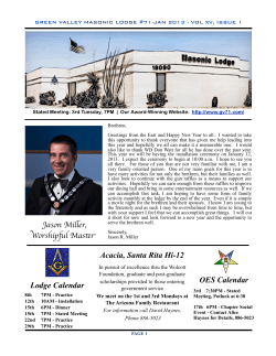 Jason Miller, Worshipful Master Lodge Calendar Acacia, Santa Rita