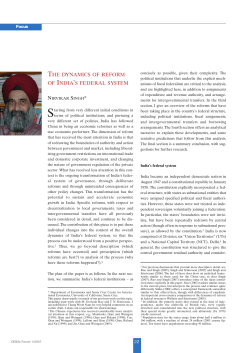 The dynamics of reform of India`s federal system