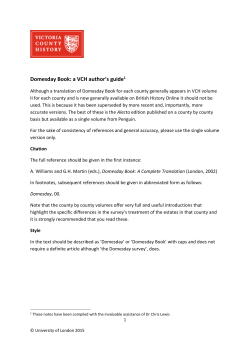 Domesday Book: a VCH author`s guide1