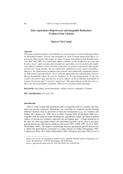 Does Agriculture Help Poverty and Inequality Reduction? Evidence