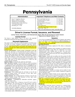 Pennsylvania - MVR Access and Decoder Digest