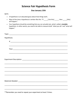 Science Fair Hypothesis Form