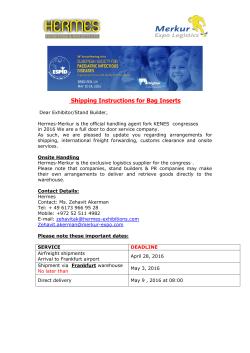 Shipping Instructions &ndash; Inserts and Display Material