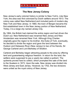 The New Jersey Colony