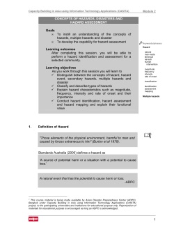 concepts of hazards, disasters and hazard