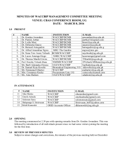 MINUTES OF WACCBIP MANAGEMENT COMMITTEE MEETING