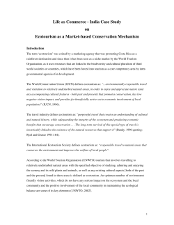Life as Commerce - India Case Study on Ecotourism as a Market