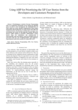 Using AHP for Prioritizing the XP User Stories from the