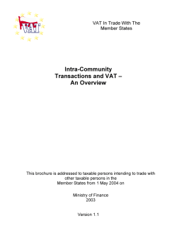 EU VAT Intracommunity transactions &ndash; brochure