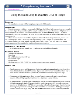 Using the NanoDrop to Quantify DNA or Phage