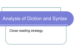 Analysis of Diction and Syntax