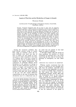 Aspects of Nutrition and the Metabolism of Copper in Isopods