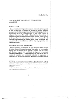 Sandra Stotsky TEACHING THE VOCABULARY OF ACADEMIC