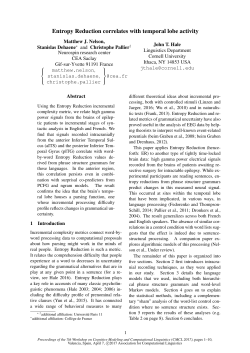 Entropy Reduction correlates with temporal lobe activity