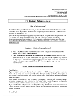 F-1 Student Reinstatement - Nassau Community College