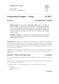 Programming Paradigms &ndash; Prolog FS 2017