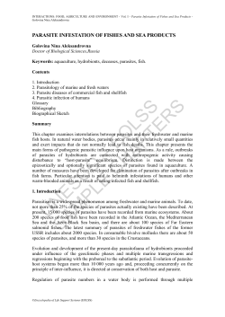 Parasite Infestation of Fishes and Sea Products