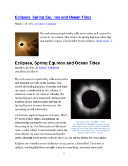 Eclipses, Spring Equinox and Ocean Tides &ndash; March 2016