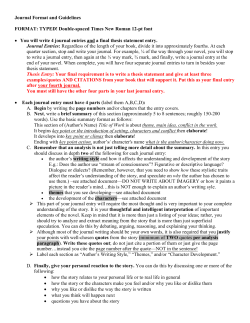 Journal Format and Guidelines FORMAT: TYPED! Double