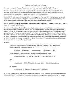 The titration of Acetic Acid in Vinegar