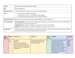 Lesson Descriptive Language and Sensory Language CM: Chelsea