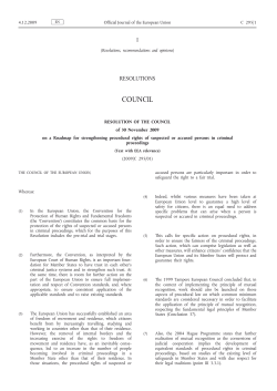 Roadmap for strengthening the procedural rights of