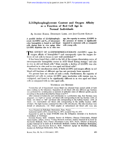 2,3-Diphosphoglycerate Content and Oxygen Affinity