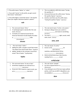 sub- -ous chrono sens, sent hydro scrib/script