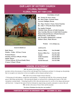 October 23, 2016 Bulletin - Our Lady of Victory Parish