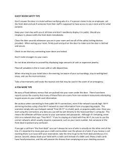 GUEST ROOM SAFETY TIPS Don`t answer the door in a hotel