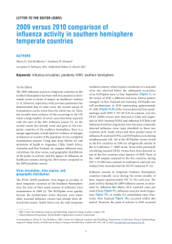 2009 versus 2010 comparison of influenza activity in southern