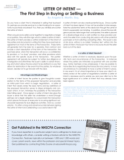 LETTER OF INTENT &mdash; The First Step in Buying or Selling a Business