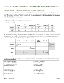 Lesson 10: Summarizing Bivariate Categorical Data with Relative