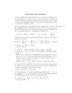 SOLUTIONS FOR MIDTERM 1 1. The probability that a red ball is