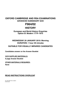 Unit F964 - European and world history enquiries - Option B