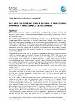 E-WAter THE NEW CULTURE OF WATER IN SPAIN: A