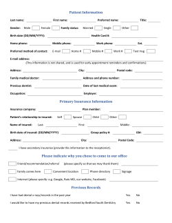 New Patient Form (Adult) - Bedford South Dentistry