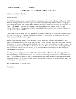 Practice Final exams for Chem1000 - U of L Class Index