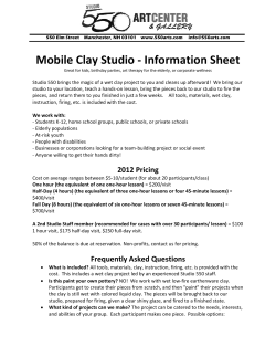 Mobile Clay Studio - Information Sheet