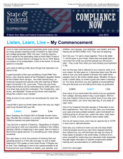 Listen, Learn, Live &ndash; My Commencement