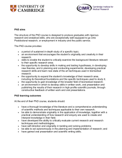 PhD aims and learning outcomes