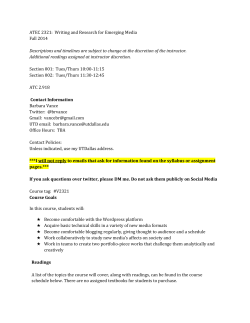 ATEC 2321: Writing and Research for Emerging Media Fall 2014