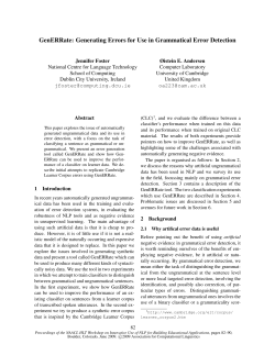 GenERRate: Generating Errors for Use in Grammatical Error Detection