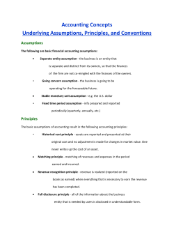 Accounting Concepts Underlying Assumptions, Principles, and